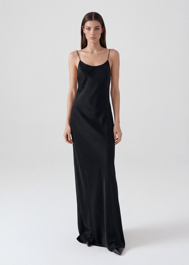 Viscose silk open back maxi dress