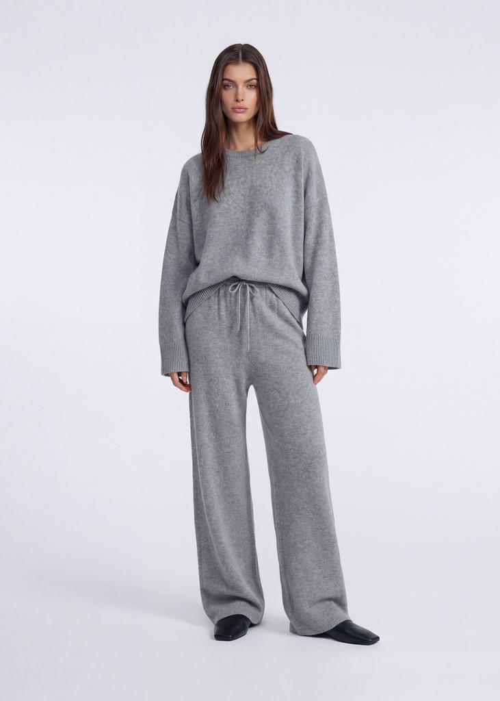 Premium cashmere wide-leg trousers