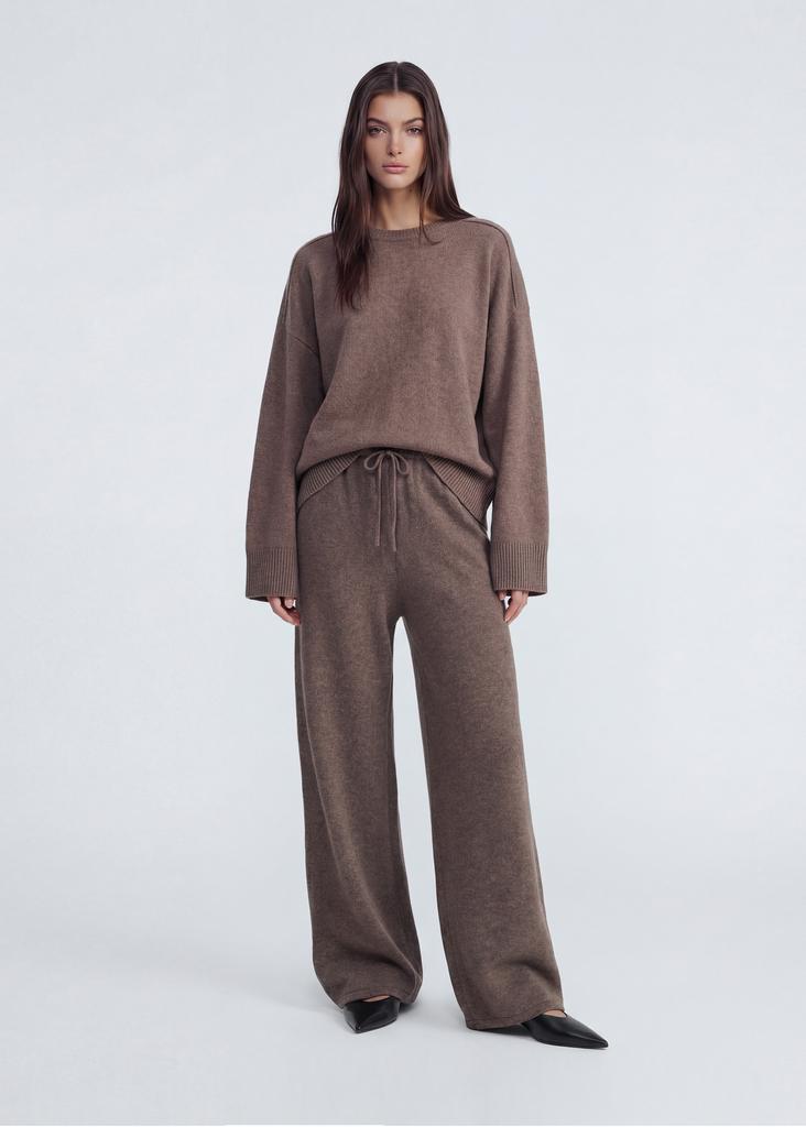 Premium cashmere wide-leg trousers
