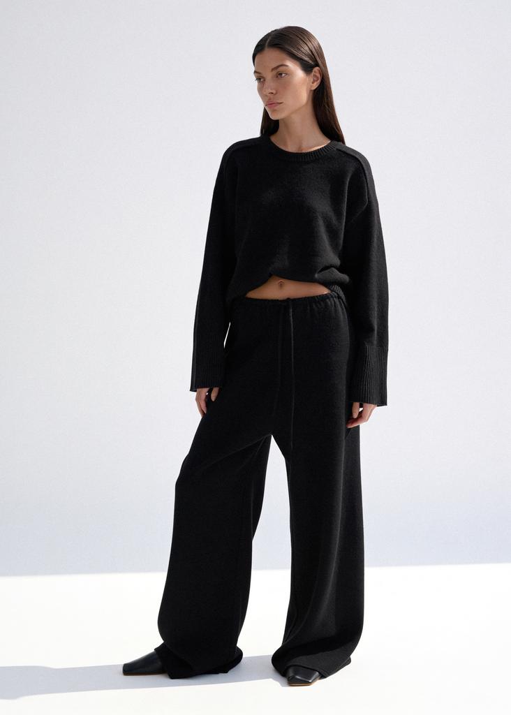 Premium cashmere wide-leg trousers