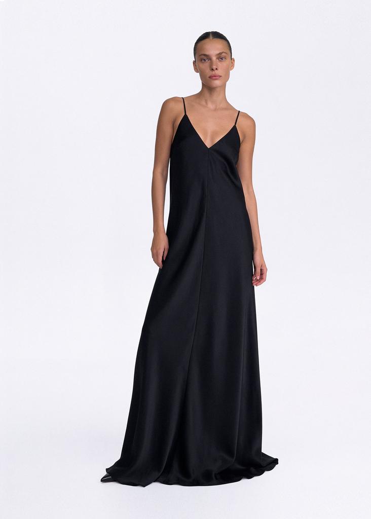 Adjustable strap satin maxi dress
