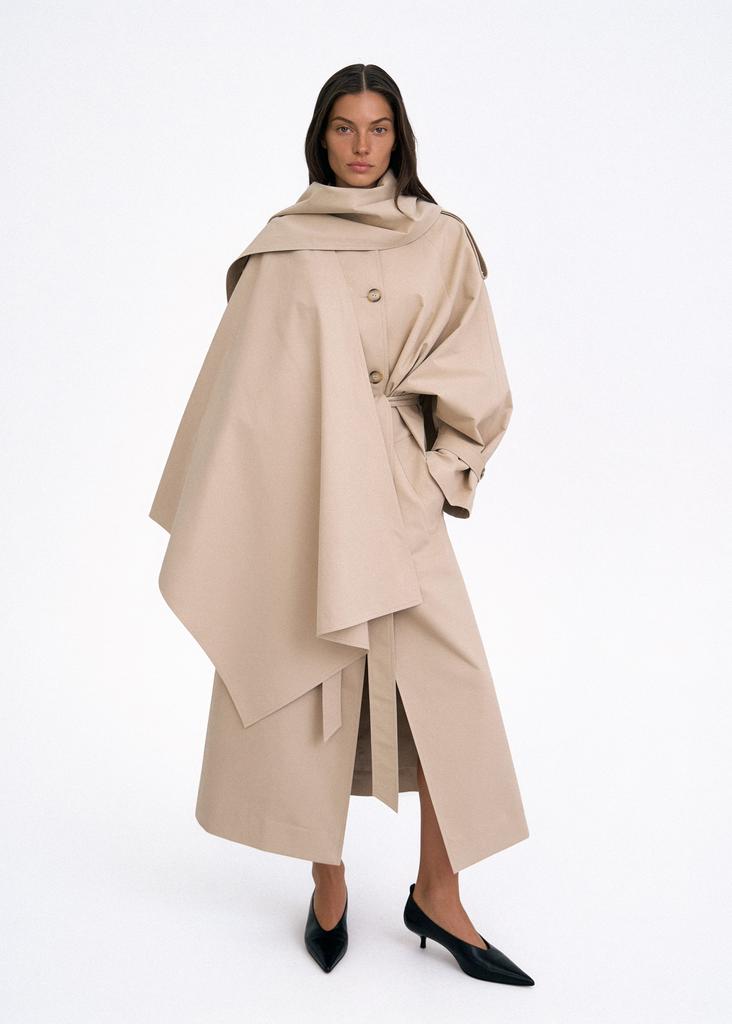 Cotton scarf oversized trench