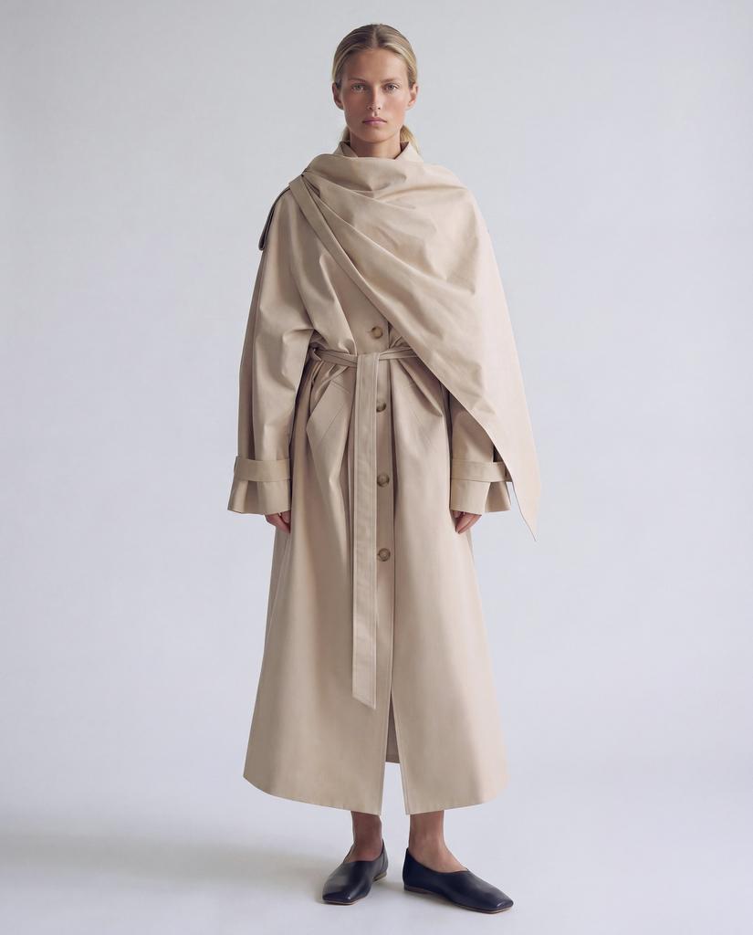 Cotton scarf oversized trench