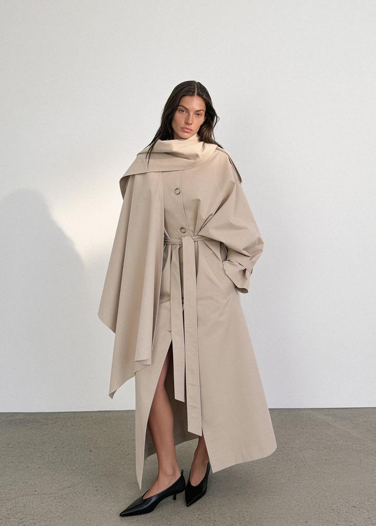Cotton scarf oversized trench