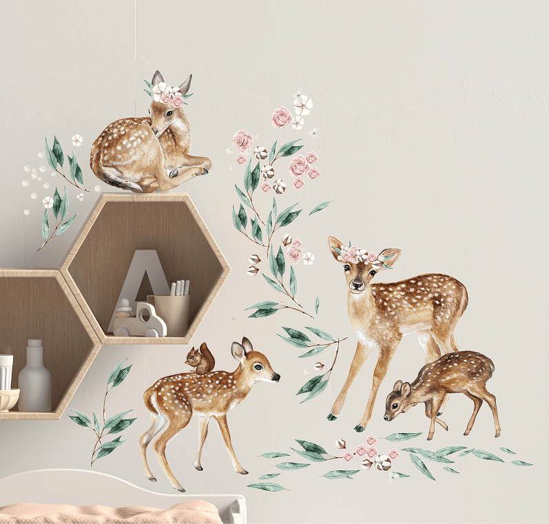 Наклейки на стену "Семья оленей"