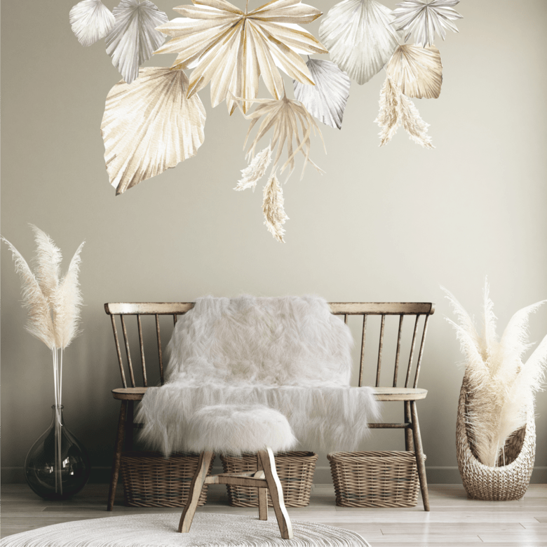 Наклейка на стену "ЛИСТЬЯ БОХО "