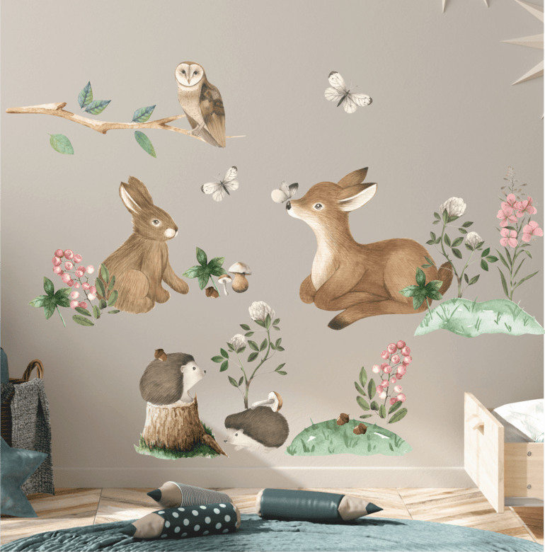 Наклейки на стену - Волшебный лес "ЗВЕРЯТА"