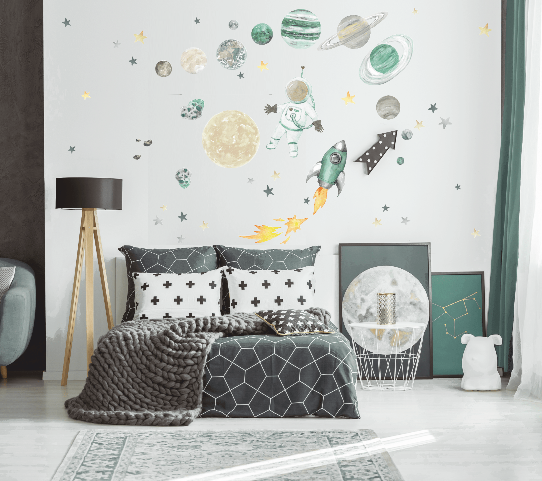 Наклейки на стену "КОСМОС Цвет Мятный"