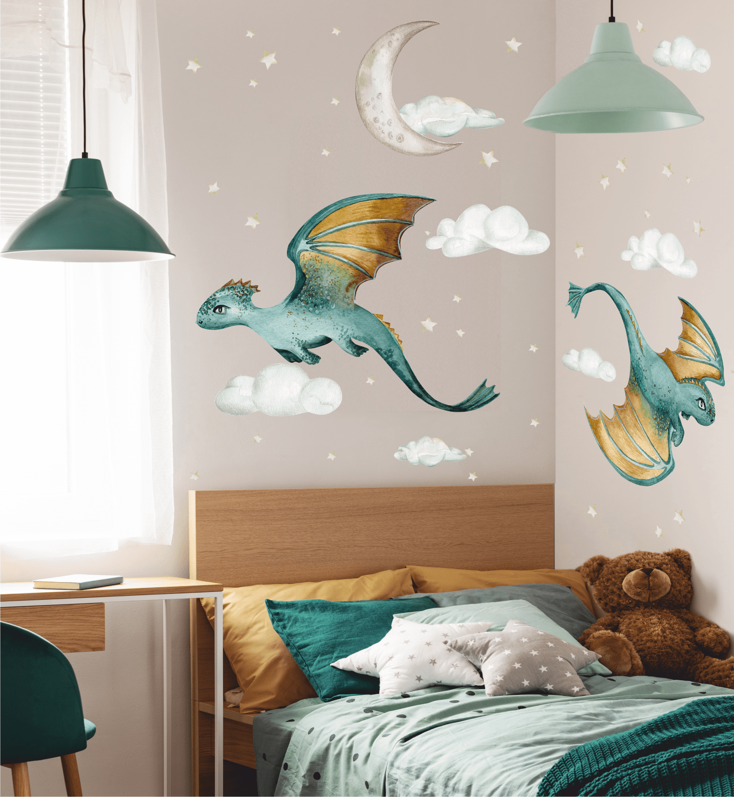 Наклейка на стену "Драконы"