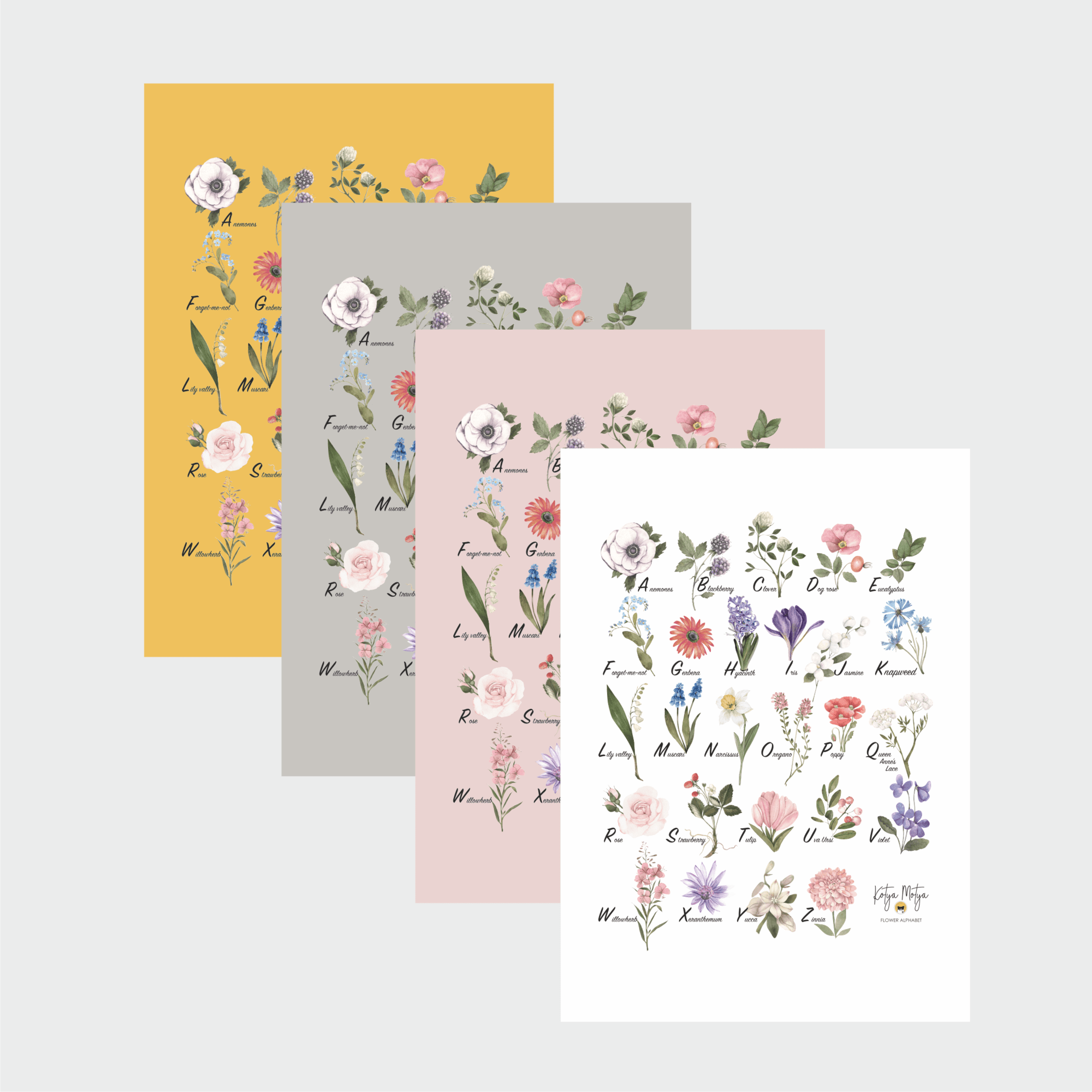 ЦВЕТОЧНЫЙ Алфавит английский ХОЛСТ