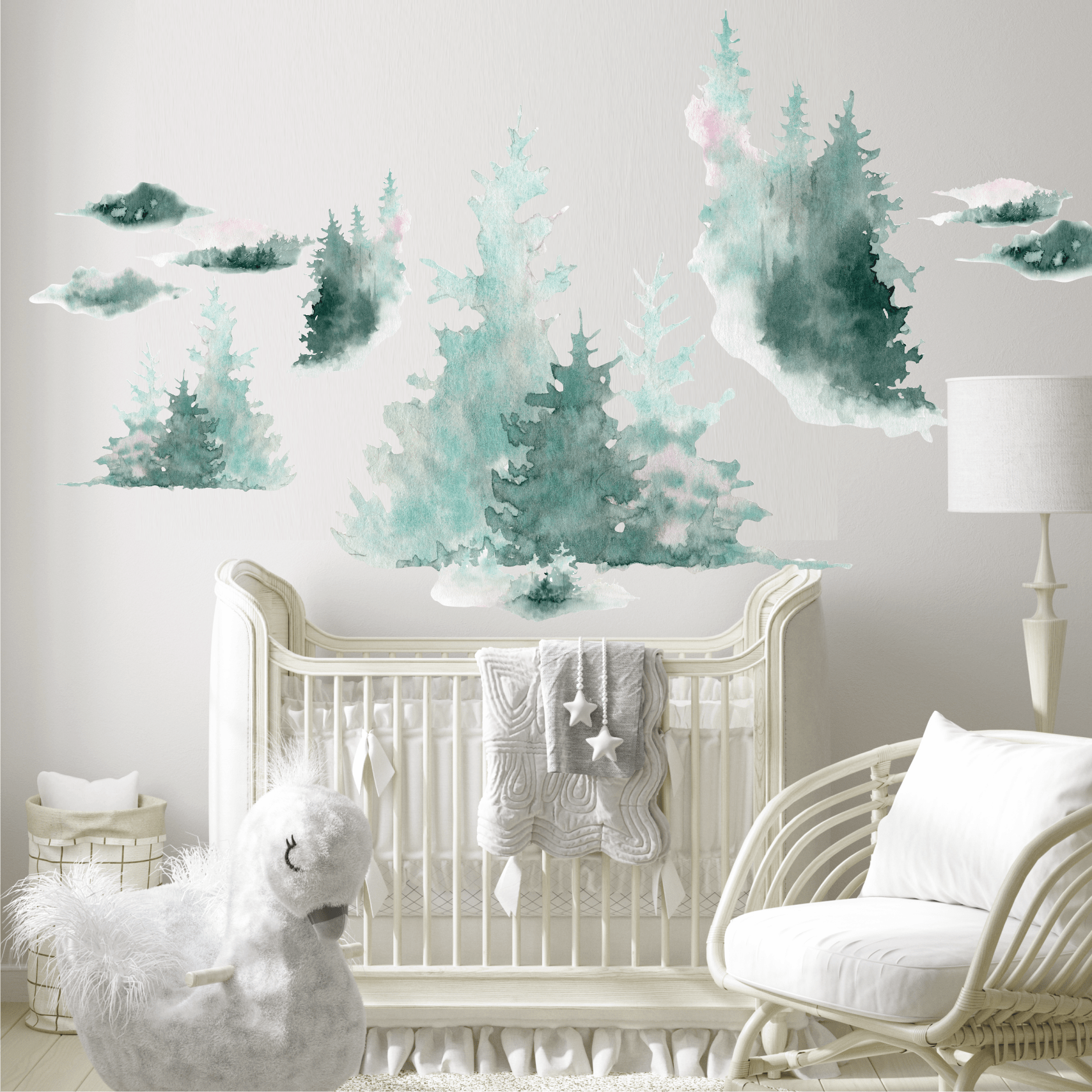 Наклейки на стену '"АКВАРЕЛЬНЫЕ ЕЛИ"