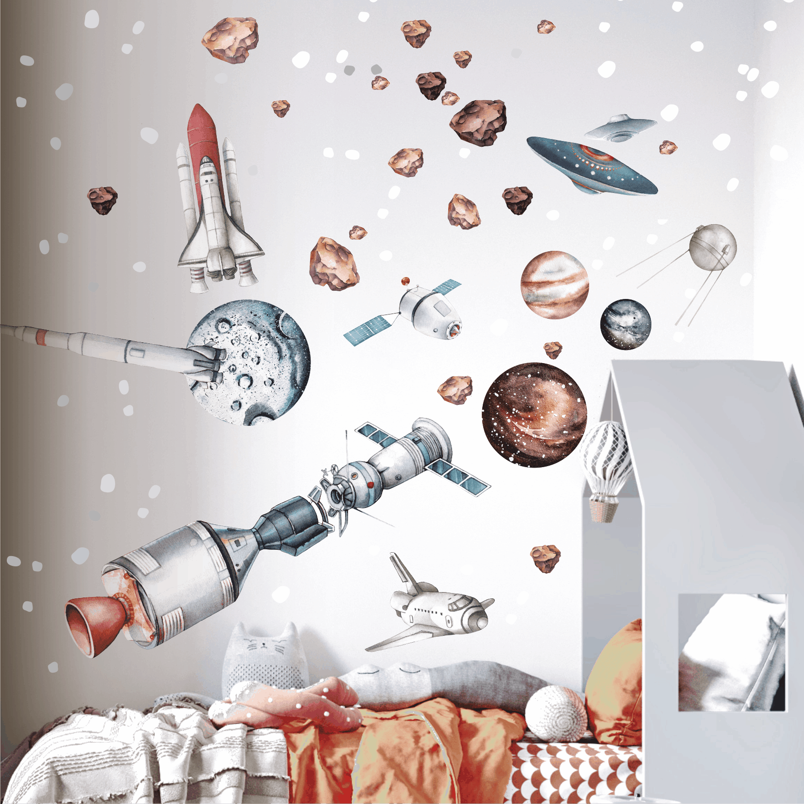 Наклейки на стену " Космос Космические аппараты "
