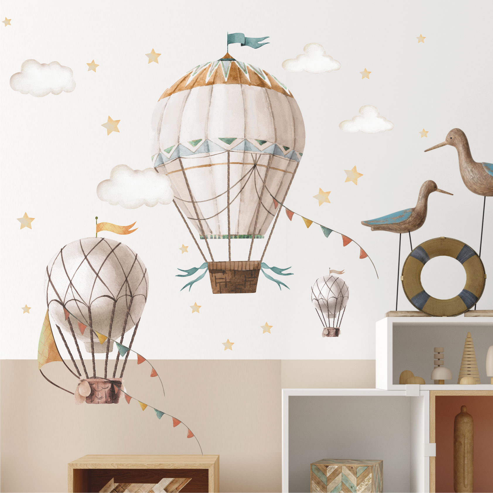 Наклейки на стену "Воздушные шары с лентами"