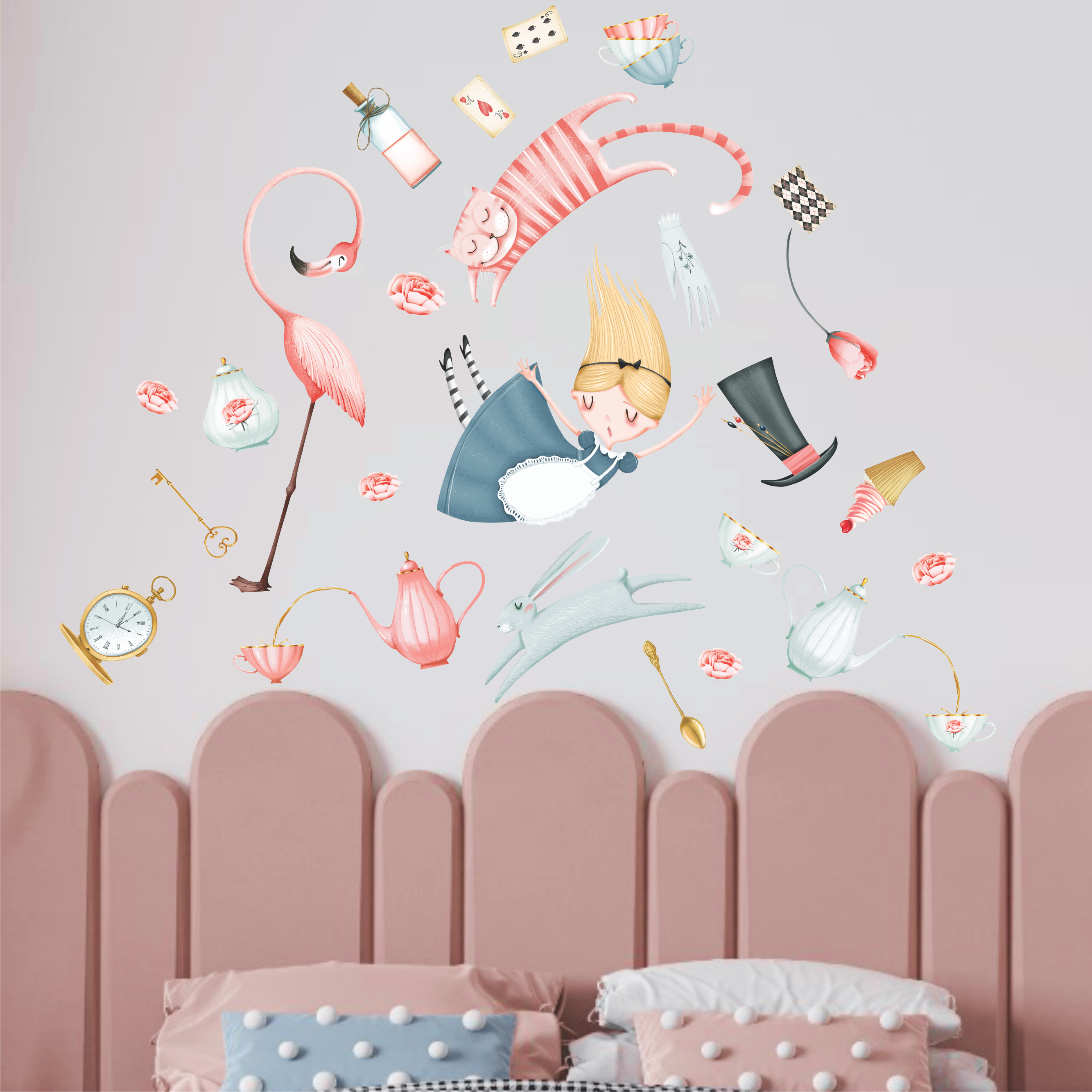 Наклейки на стену "Алиса в стране чудес"