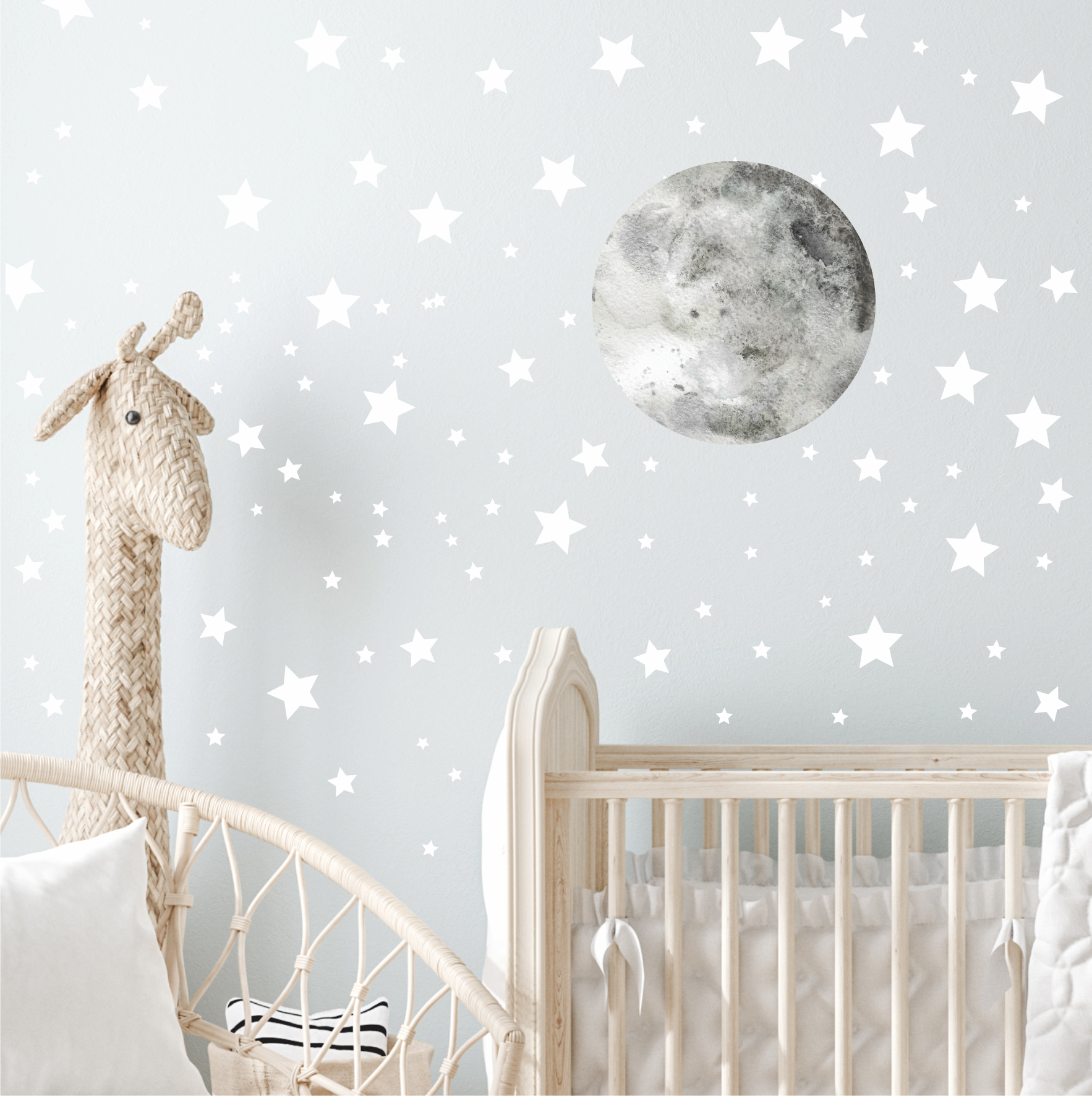 Наклейка на стену "ЛУНА И ЗВЕЗДЫ" 2.0
