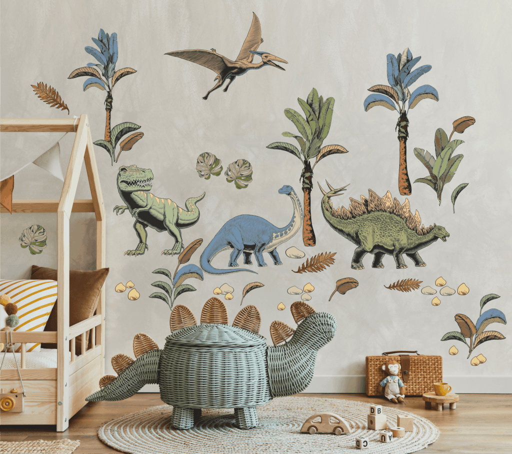 Уценка Наклейка на стену  с динозаврами "парк Юрского Периода"