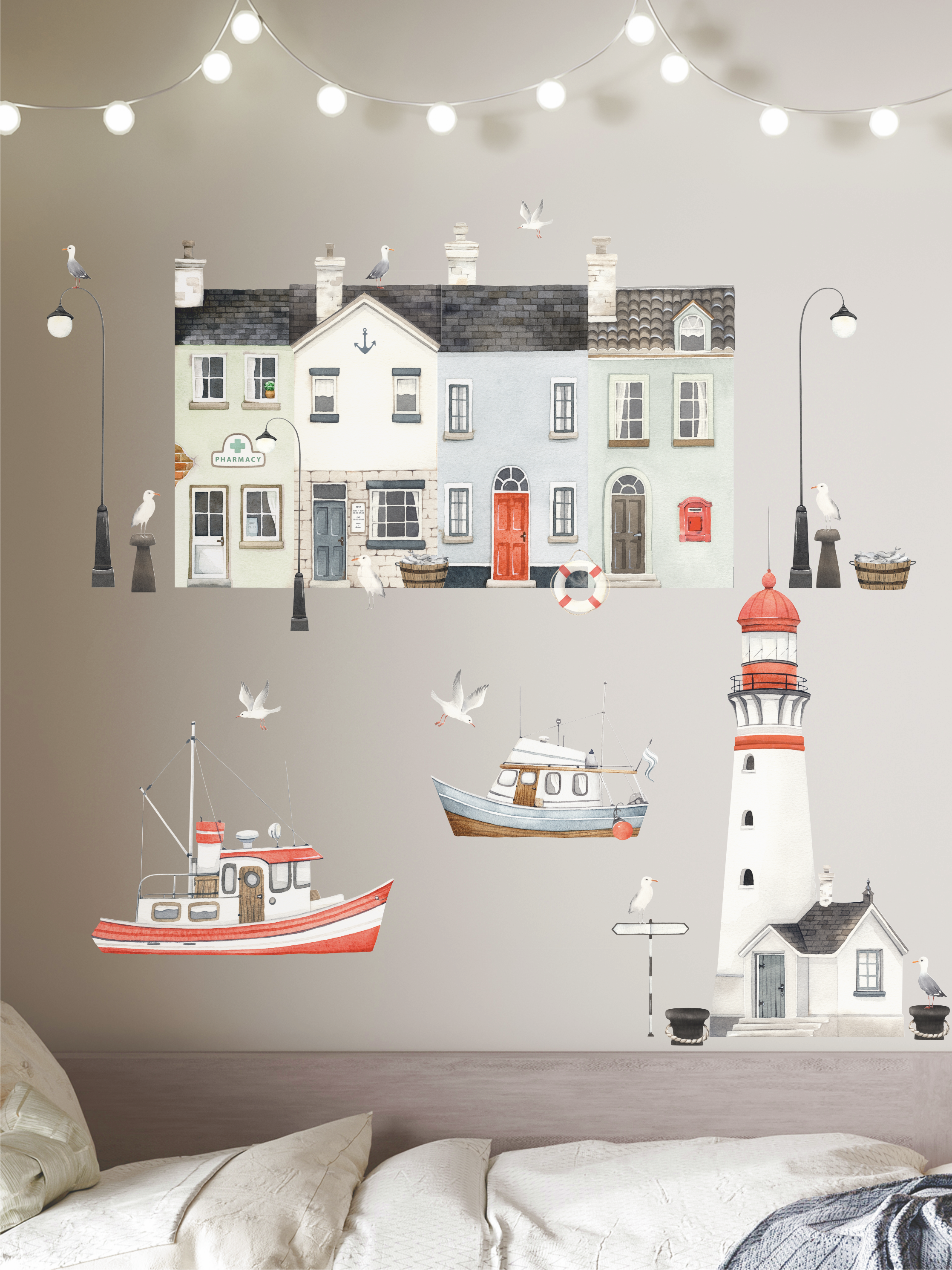 Наклейки на стену "Морской городок"