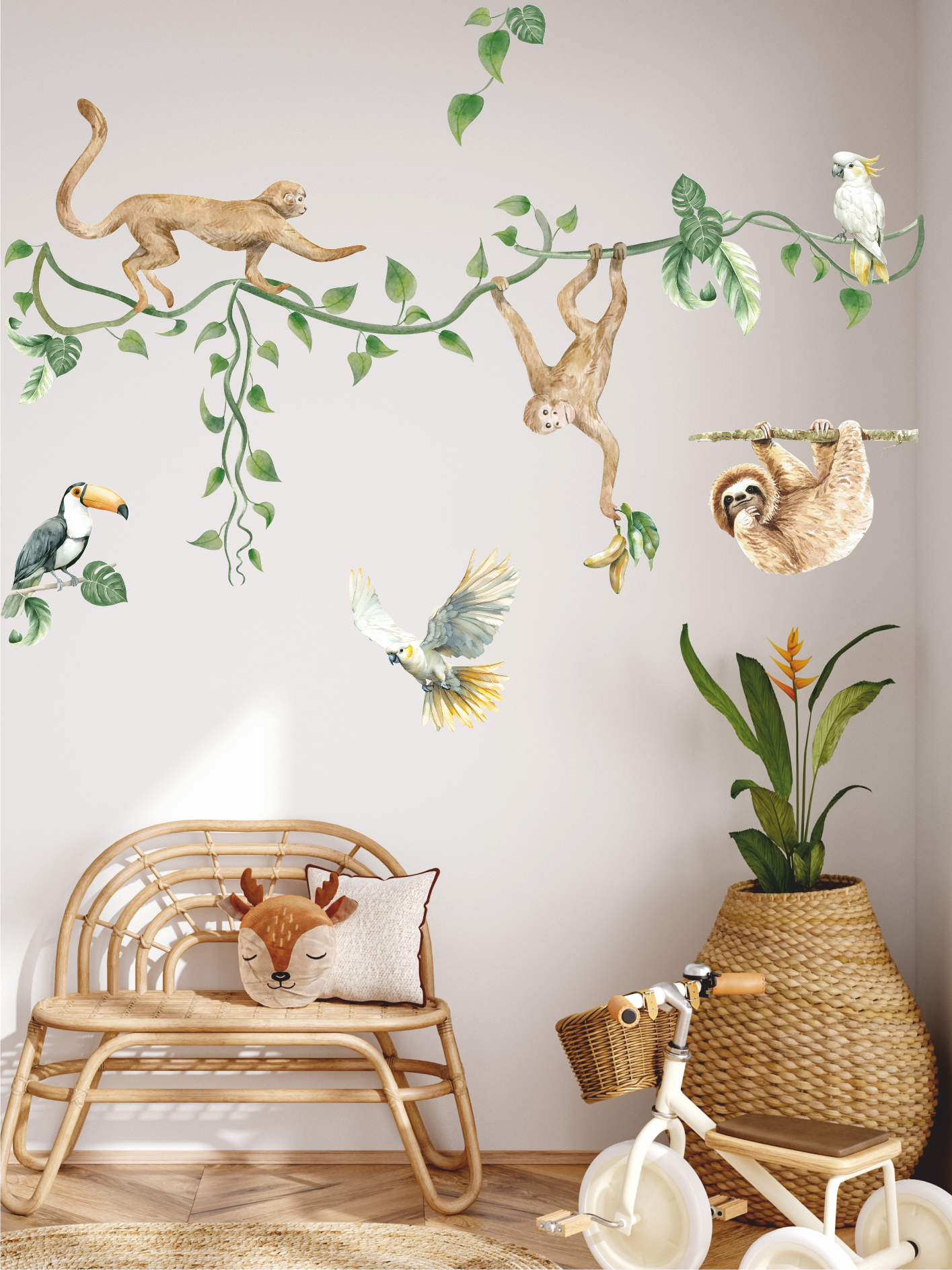 Наклейки на стену "Обезьяны на лианах"