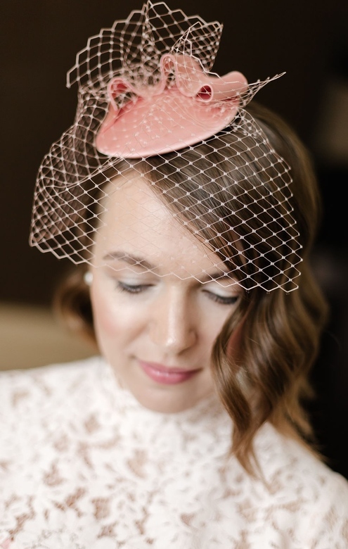 Свадебная шляпка "Нежность" цвет розовый