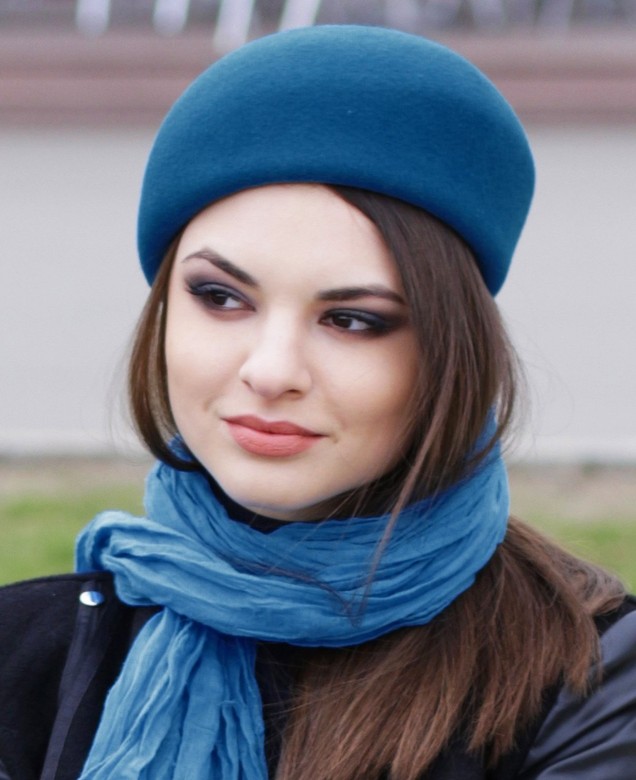 Фетровый берет. Цвет морская волна