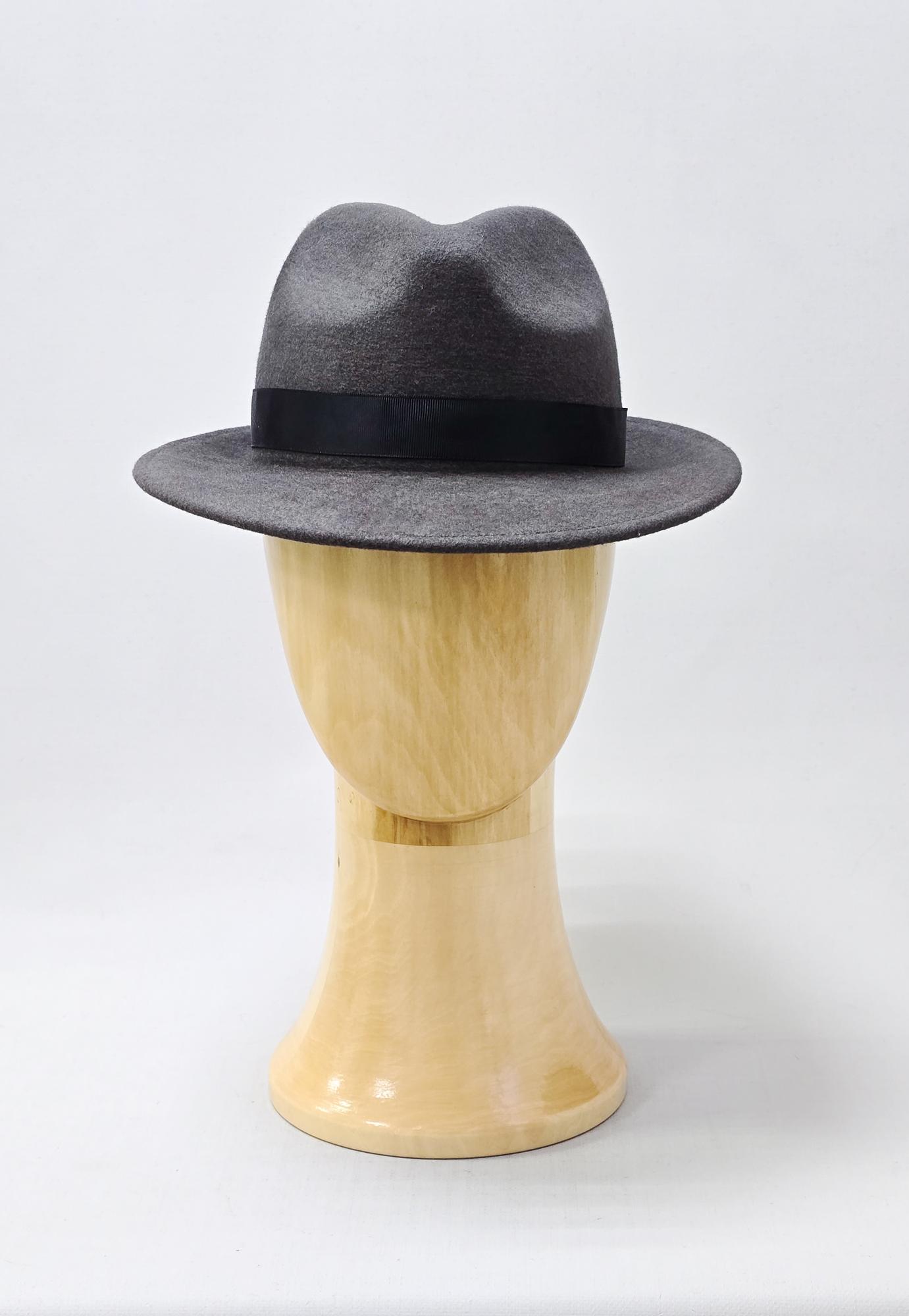 Шляпа федора  остроносая Серая