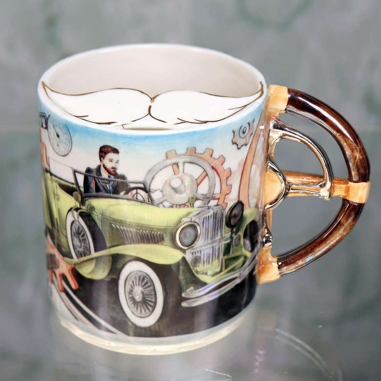 Moustache porcelain mug "For the driver"