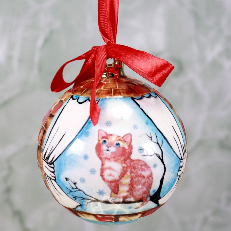 Porcelain christmas ball "First Snow"