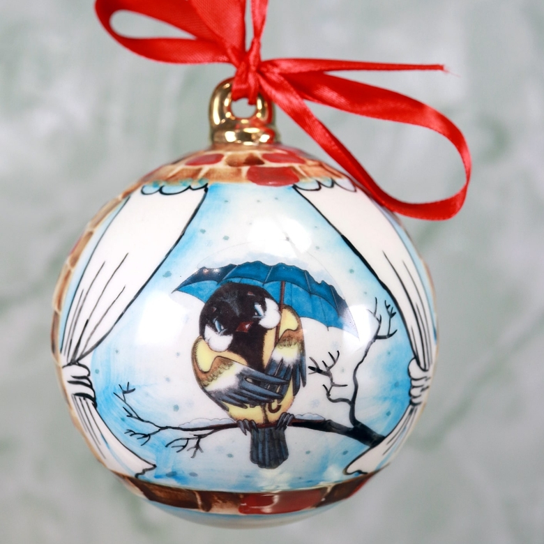 Porcelain сhristmas ball "Titmouse"