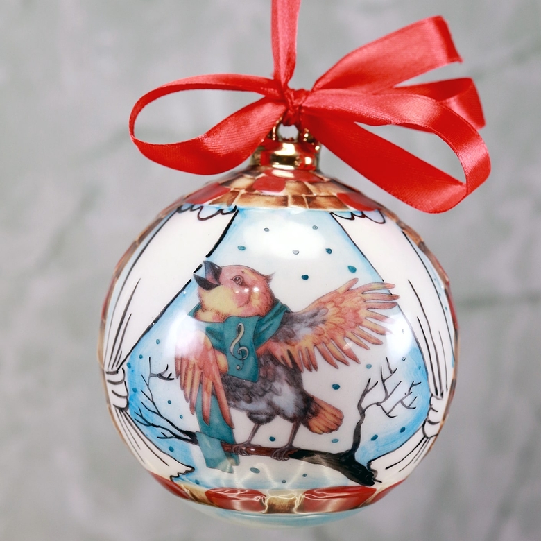 Porcelain Сhristmas ball "Winter Song"
