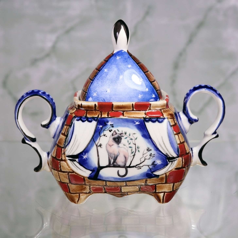 Сахарница фарфоровая Лунный кот