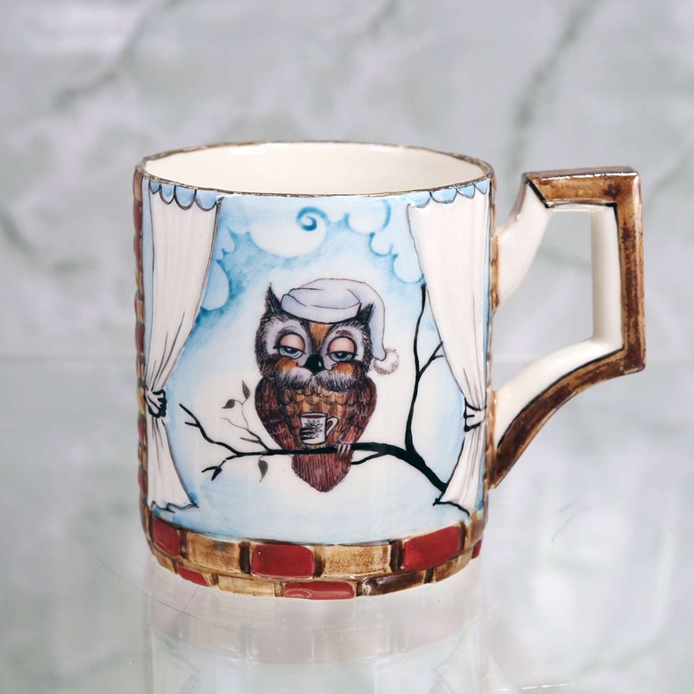 Кружка фарфоровая Совенок в колпачке