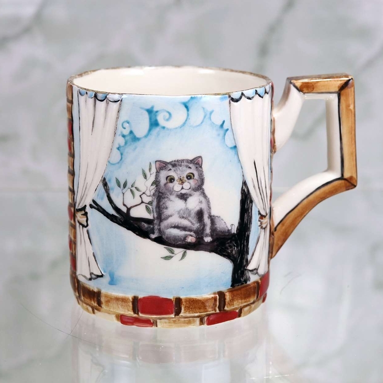 Кружка фарфоровая Котенок с бабочкой