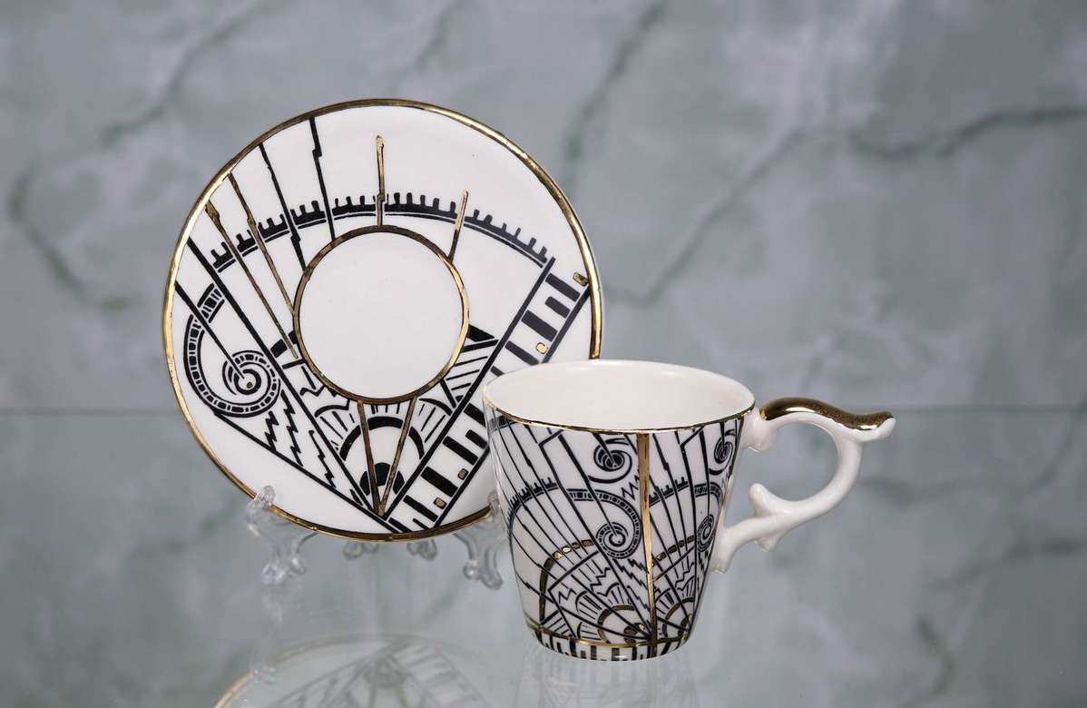 Porcelain Espresso Cup and saucer "Art Deco"