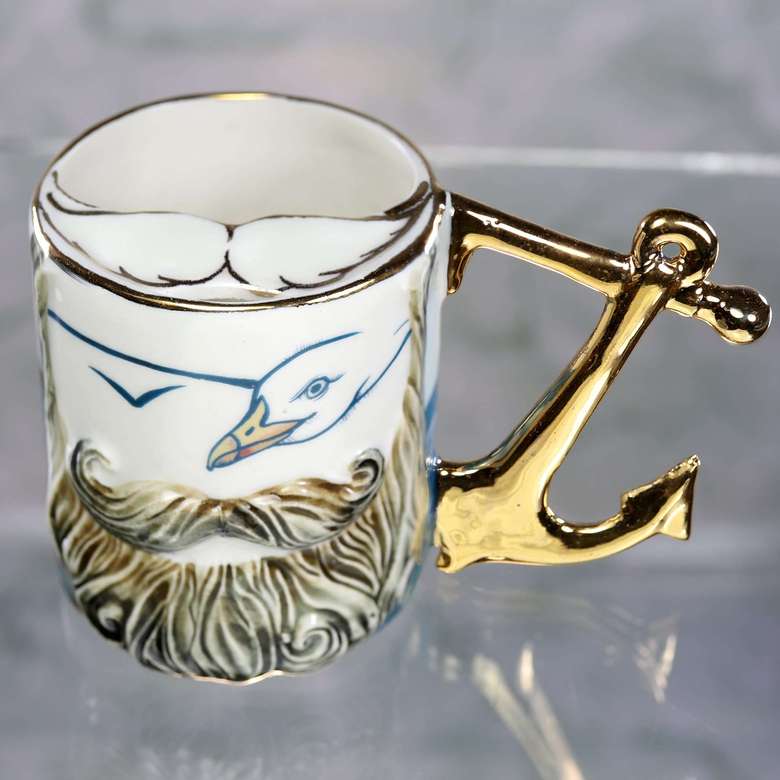 Чашка для усов Моряк. День фарфоровая