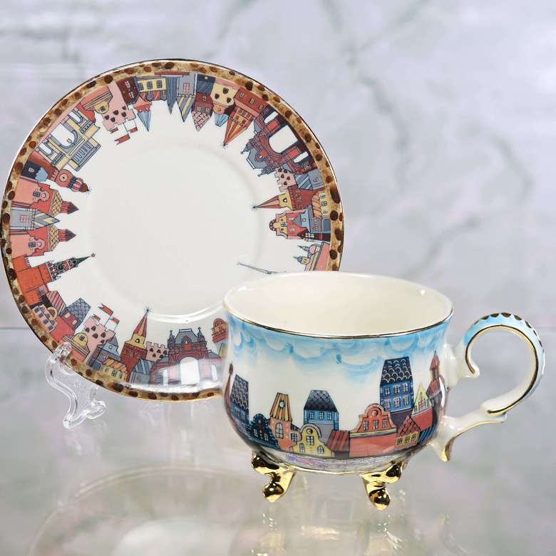 Чайная пара фарфоровая Старый город