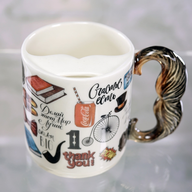 Чашка для усов Мужское счастье фарфоровая