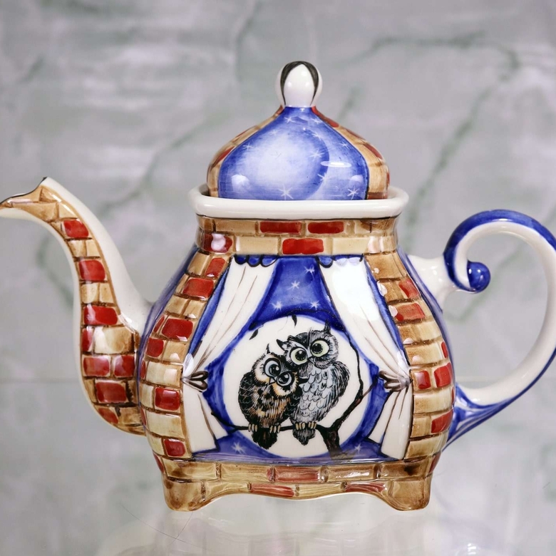 Чайник заварочный фарфоровый Совушки