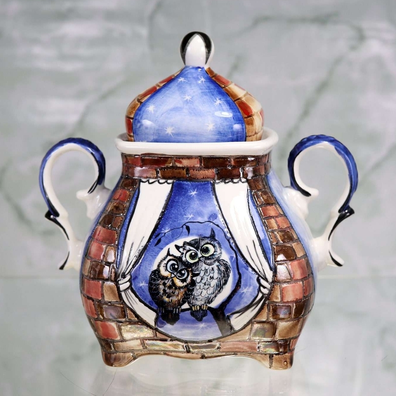 Сахарница фарфоровая Совушки