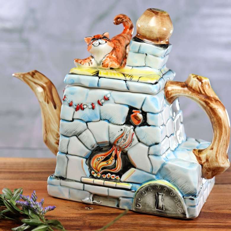 Handmade porcelain teapot "The Stove"