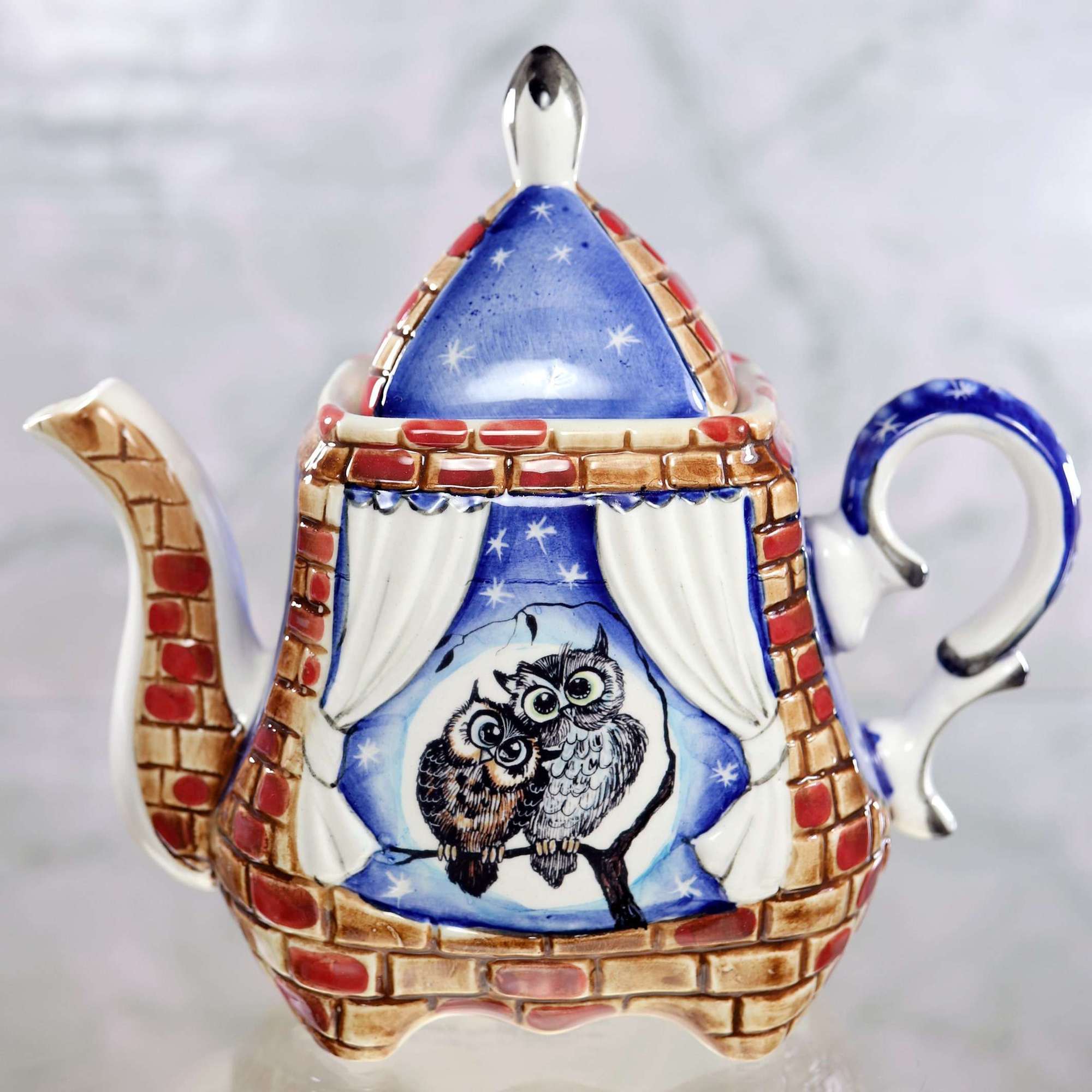 Handmade porcelain teapot "2 owls"