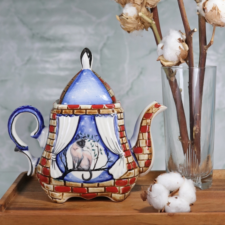 Чайник заварочный фарфоровый Лунный Кот