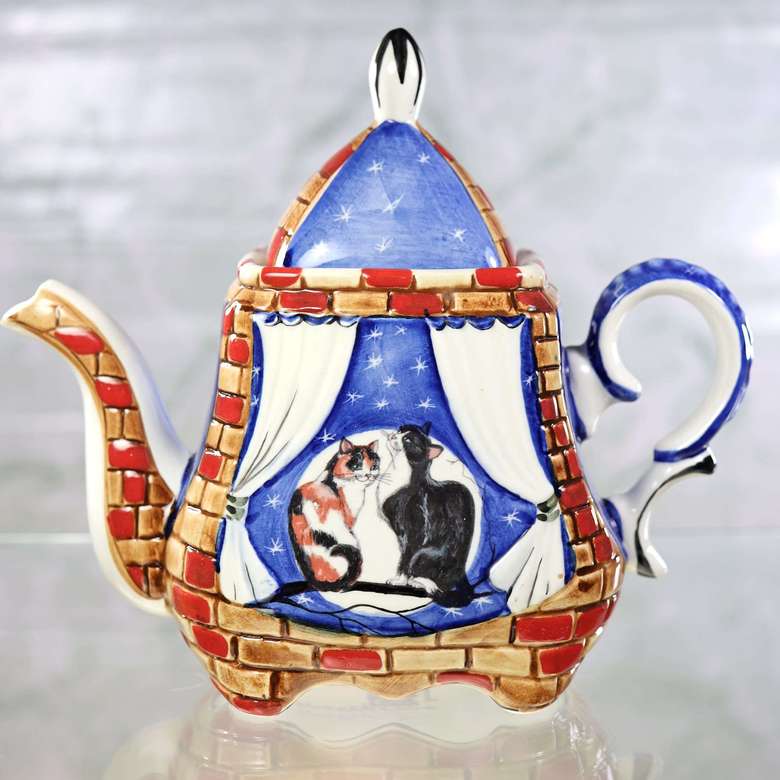 Чайник заварочный фарфоровый Коты на ветке