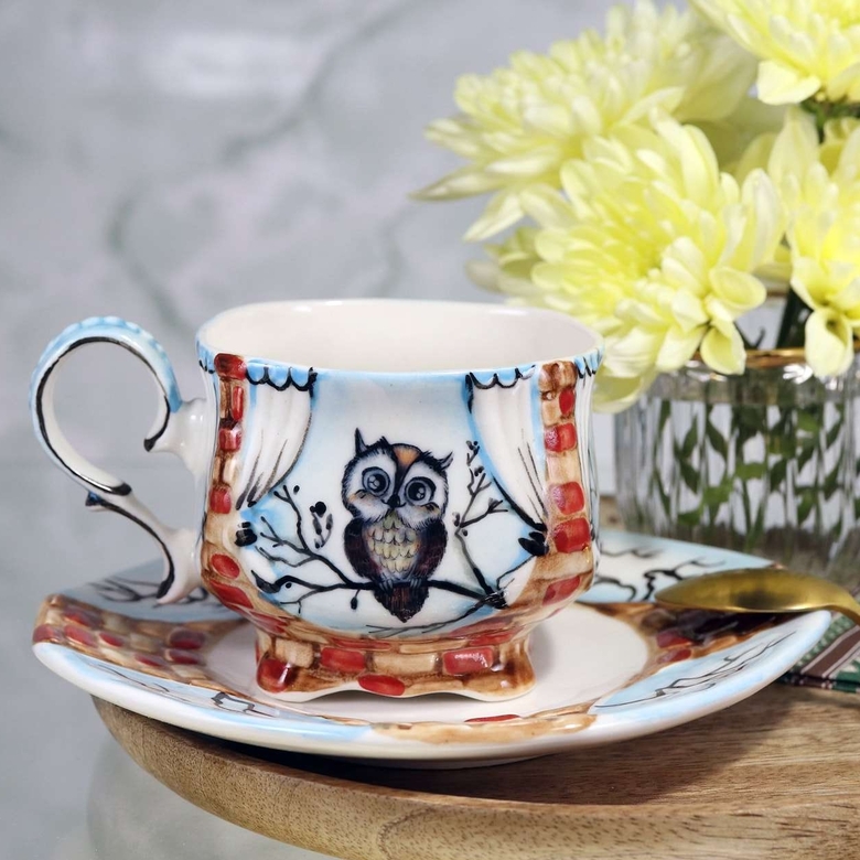 Кофейная пара фарфоровая Совёнок