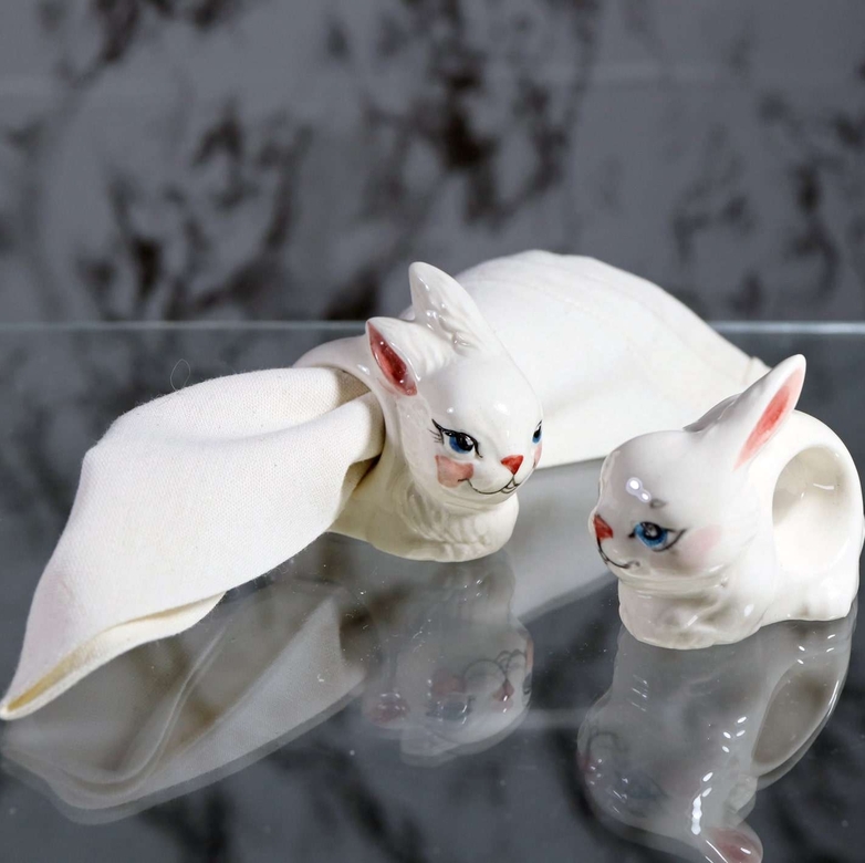 Набор колец для салфеток фарфоровых Зайцы