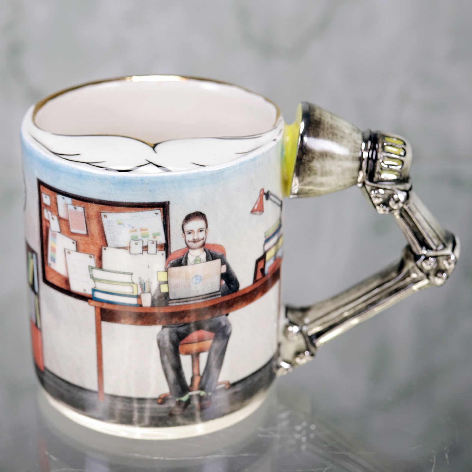 Moustache porcelain mug "In Office"