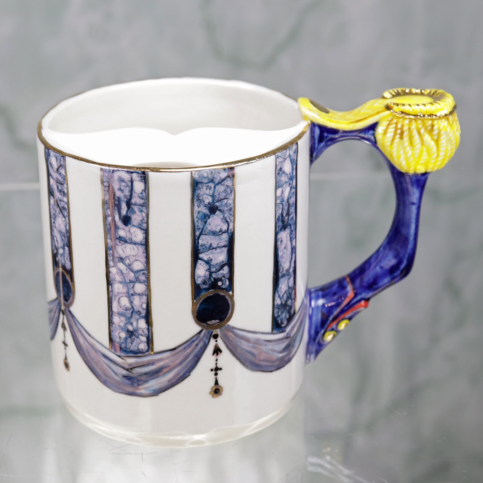 Handmade porcelain moustache cup "The Epaulet"