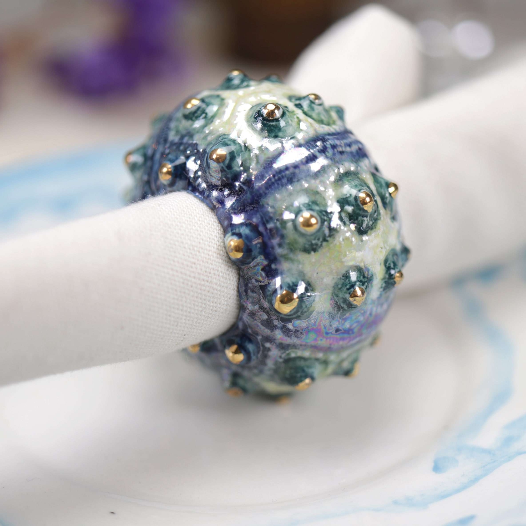 Handmade porcelain napkin rings Shell