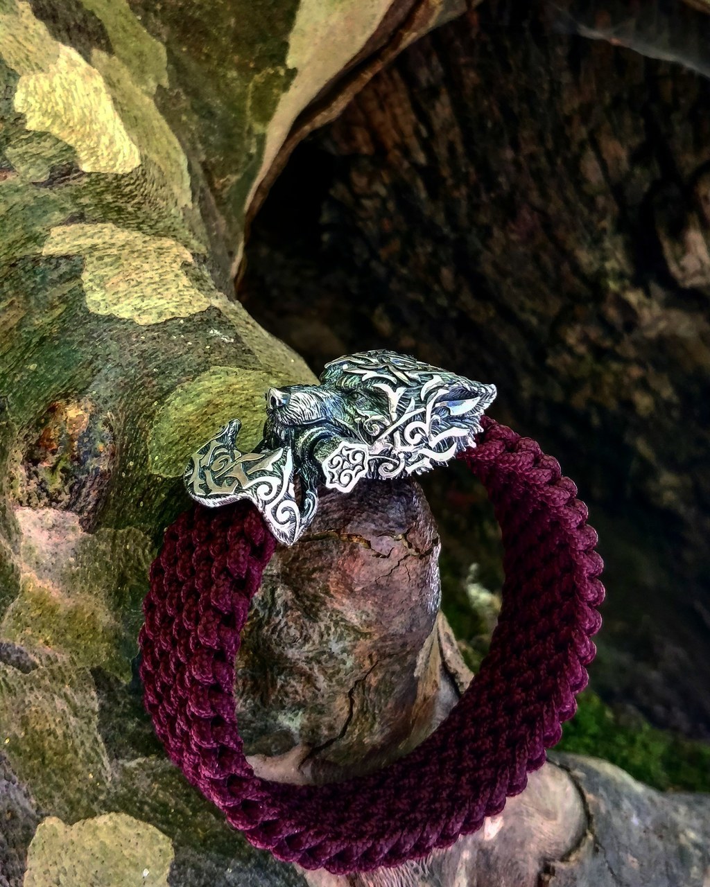 Браслет "Волк Русич",наборное плетение