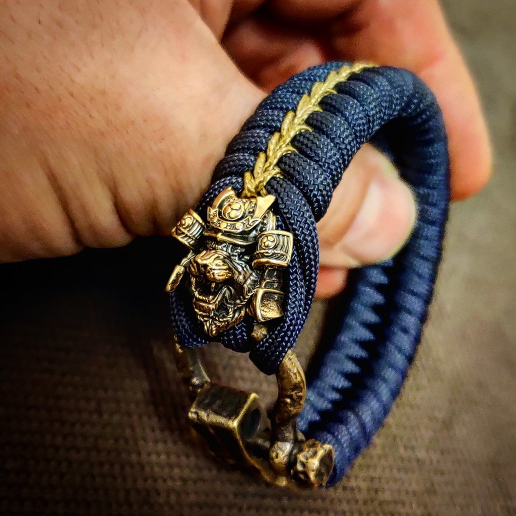 Браслет плетёный "Тигр самурай", бронза