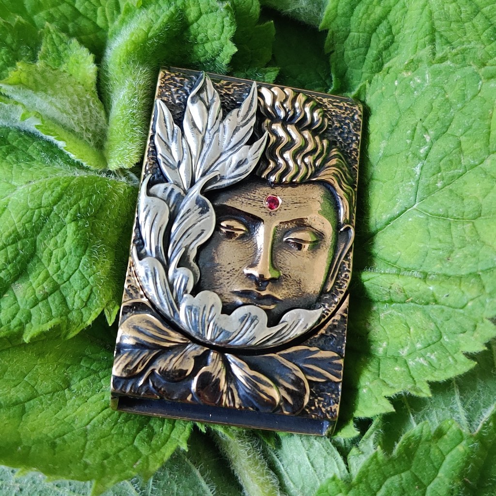 Фурнитура для браслетов из кожи "Цветок Будды", биметалл